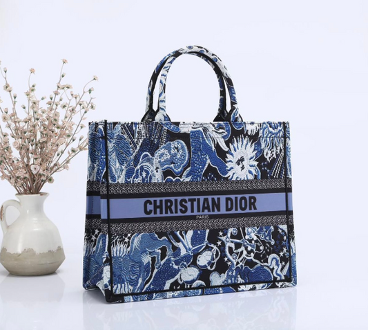 CHRISTIAN DIOR BLUE BOOK TOTE TOILE