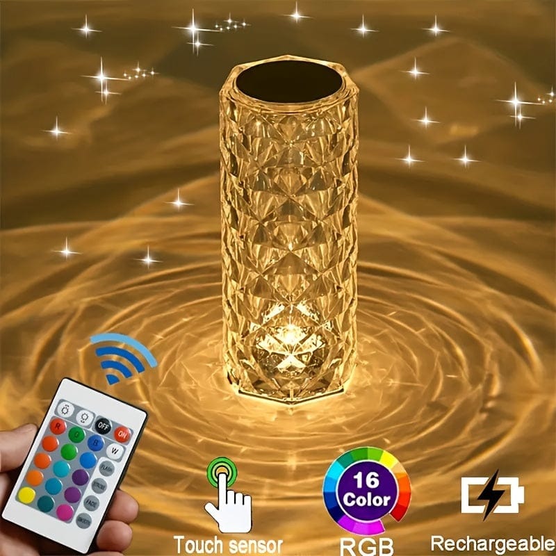 LED CRYSTAL TABLE LAMP WITH TOUCH OR REMOTE CONTROL